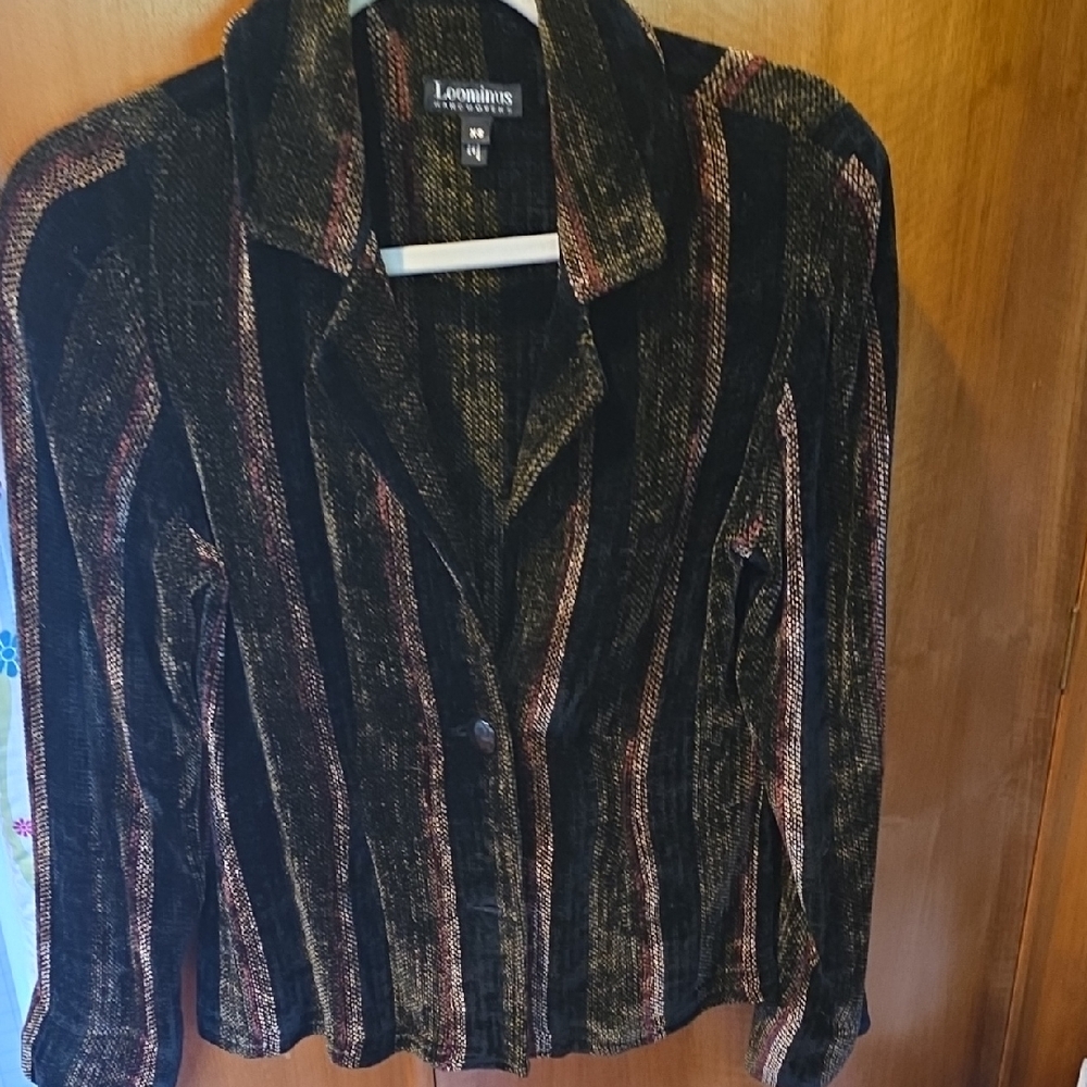 Loominus Handwoven Velvet Stripe Jacket - Black